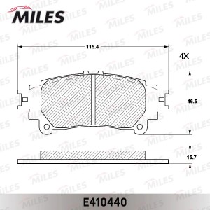 Колодки тормозные задние (без датчика) (Смесь Low-Metallic) LEXUS RX 350/450h 09 E410440 MILES