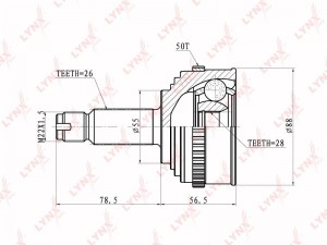 ШРУС наружный подходит для HONDA Civic 1.4-1.6 95-00/Integra 1.5 96-01 CO-3406A CO-3406A LYNXAUTO