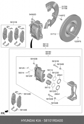 Колодки тормозные KIA Carnival (20-) передние (4шт.) OE 58101R0A00 HYUNDAI KIA