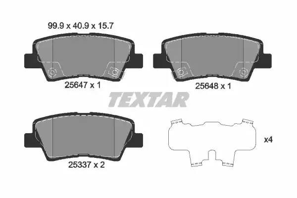 Колодки тормозные SSANGYONG Tivoli (15-) (G16F,D16F) (AWD) задние (4шт.) TEXTAR 2564701 TEXTAR