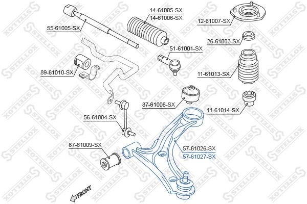 рычаг левый!\ Suzuki Liana 01> 57-61027-SX STELLOX