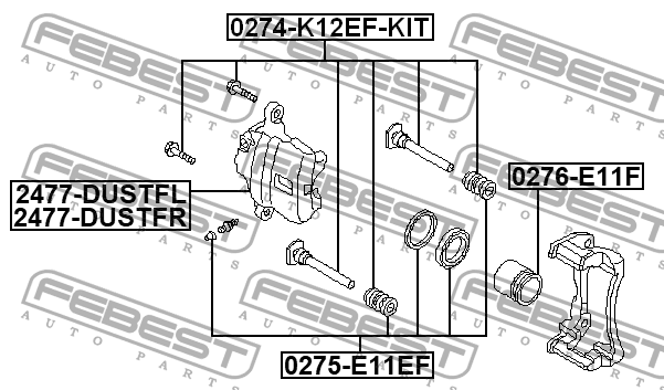 суппорт торм. передний правый!\ Lada Largus, Renault Captur/Clio/Duster/Logan 07 2477-DUSTFR FEBEST