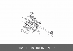 Прокладка турбокомпрессора CA6DM2 (DM3) 1118013B81D FAW
