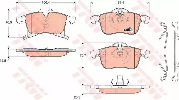 Колодки передние OPEL ASTRA H GDB1668 GDB1668 TRW