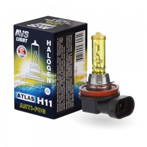 ГАЛОГЕННАЯ ЛАМПА AVSATLAS ANTI-FOGBOX ЖЕЛТЫЙ H11.12V.55W.КОРОБКА-1ШТ A07025S A07025S AVS