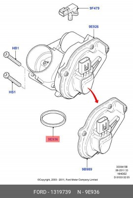Прокладка FORD Focus (04-11) корпуса заслонки дроссельной OE 1 319 739 FORD