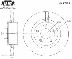 Диск тормозной передний вентилируемый BDV117 BDV117 BM MOTORSPORT