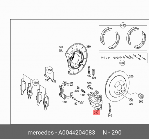 СУППОРТ ТОРМОЗНОЙ ЗАДНИЙ ПРАВЫЙ A0044204083 MERCEDES BENZ