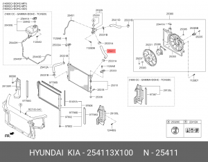 Патрубок HYUNDAI i30 (12-) радиатора верхний OE 25411-3X100 HYUNDAI KIA