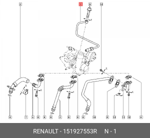 трубка турбокомпрессора!\ Renault Megane II/Megane III/Scenic II 03-16 151927553R RENAULT