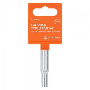 Головка торцевая 1/4 шестигранная 5.5мм глубокая, пласт.подвес (ATAP069) ATAP069 AIRLINE