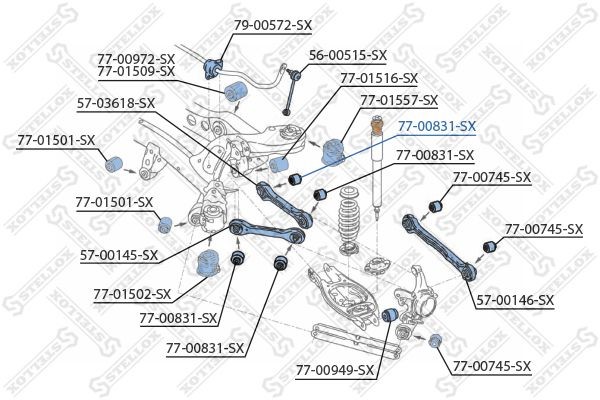 сайлентблок зад. рычага внутр.!\ BMW E81/E87/E90/E91 all 04> 77-00831-SX STELLOX