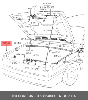 Отбойник HYUNDAI KIA крышки багажника/капота OE 8173824000 HYUNDAI KIA