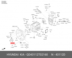 Втулка HYUNDAI HD65,72,78 направляющая подшипника выжимного OE QD43112T02160 HYUNDAI KIA