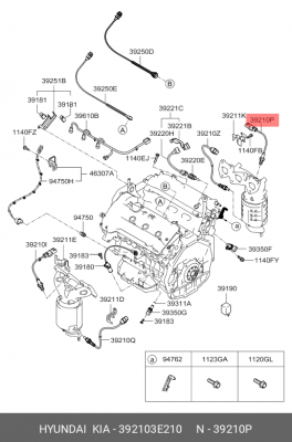 ЛЯМБДА-ЗОНД ВЕРХНИЙ ПРАВЫЙ 392103E210 HYUNDAI KIA
