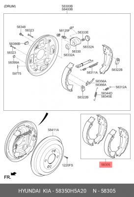 Колодки тормозные HYUNDAI Solaris (17-) KIA Rio (17-) задние (4шт.) OE 58350H5A20 HYUNDAI KIA