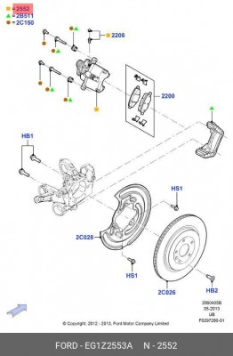 суппорт тормозной! задний левый\ Ford Explorer 13 EG1Z-2553-A FORD