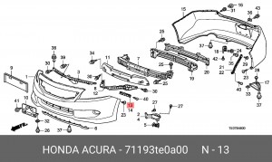 71193TE0A00 HONDA КРОНШТЕЙН КРЕПЛЕНИЯ БАМПЕРА 71193TE0A00 HONDA