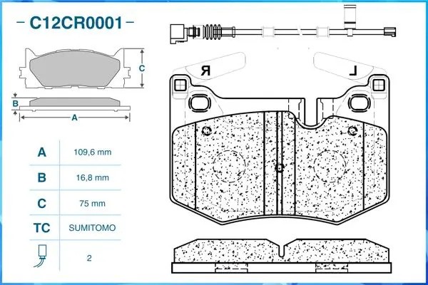 Тормозные колодки задние Low Metallic C12CR0001 C12CR0001 CWORKS