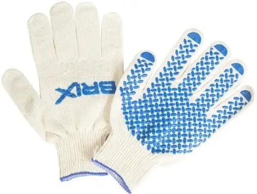 перчатки! х/б с покрытием ПВХ Лаврушка (10 класс вязки, белые)\ BRX0050005 BRIX