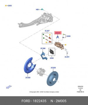 Пружина FORD Focus (11-) суппорта тормозного заднего комплект (2шт.) OE 1822435 FORD
