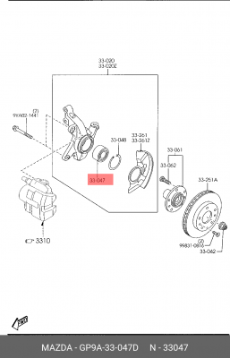 GP9A33047D ПОДШИПНИК СТУПИЦЫ М6 09 xMAZDA GP9A33047D MAZDA