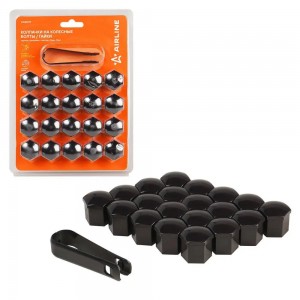 Колпачок для колесных болтов и гаек под ключ 19мм пластик глянцевые черные 20шт. AWBN05 AIRLINE