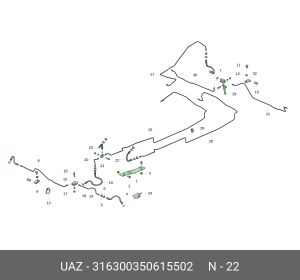 ШЛАНГ ТОРМОЗНОЙ ПЕРЕДНИЙ УАЗ-3163 (240 М 316300350615502 UAZ UAZ