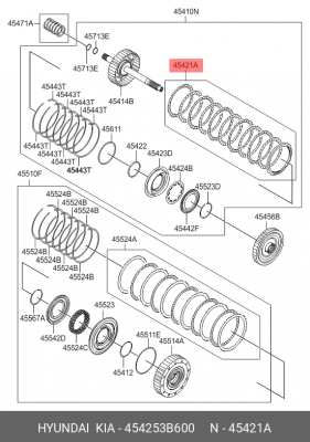 Диск фрикционный АКПП HYUNDAI Elantra (14-),i40 (12-),ix35 (14-) комплект OE 454253B600 HYUNDAI KIA