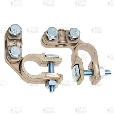 Комплект клемм АКБ медь, прижимная планка ((левое -), (правое +)) до 50 мм  SBT0 SBT 008 START VOLT