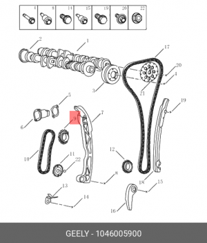 Направляющая цепи масляного насоса (звездочка №1) 2,0/2,4 (1016050416) 104600590 1046005900 GEELY