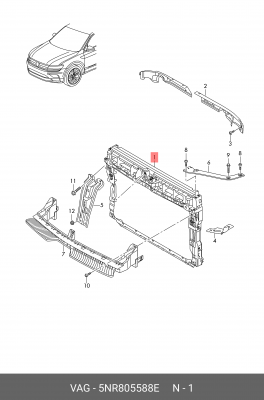панель кузова! передняя несущая с креплением, монтажная \VW Tiguan 16> 5NR 805 588 E VAG