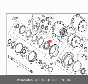 Подшипник ступицы задней внутренний КамАЗ-5490 A 004 981 09 05 MERCEDES BENZ