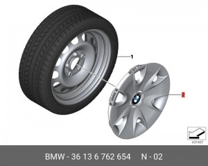 36136762654 #СПЛОШНОЙ КОЛПАК КОЛЕСА 36 13 6 762 654 BMW