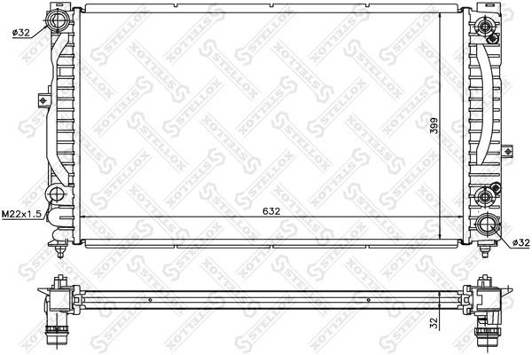 радиатор системы охлаждения\ Audi A4/A6, VW Passat 97 1025139SX 10-25139-SX STELLOX