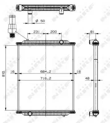 радиатор системы охлаждения! без рамки 810x716x48\ MAN NG NL N BUS 599563 NRF