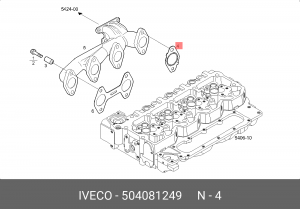 прокладка выпускного коллектора!(м)4x\IVECO F4AE0481/F4AE3481,DAF LF45/55 504081249 IVECO