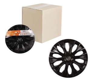 Колпаки колесные декоративные R16 черный глянец/карбон "AIRLINE" Волтек (2 шт.) AWCC-16-17 AIRLINE