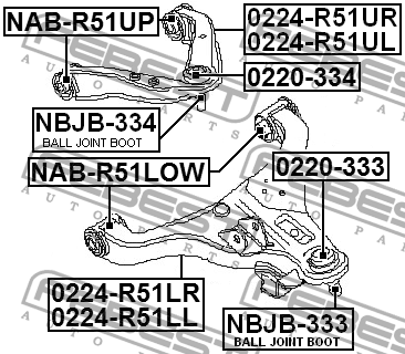 Сайлентблок NAB-R51UP NAB-R51UP FEBEST