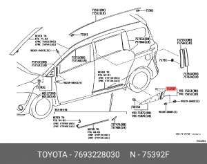 клипса! крепления брызговика\ Toyota Alphard 03-05 76932-28030 TOYOTA