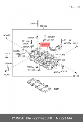 направляющая клапана впускного! (STD)\ Hyundai Accent/Coupe 1.6 DOHC 01>/Elantra 2211426000 HYUNDAI
