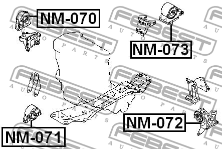 Опора двигателя передняя NISSAN X-TRAIL T30 2001.06-2013.01 NM-071 NM-071 FEBEST