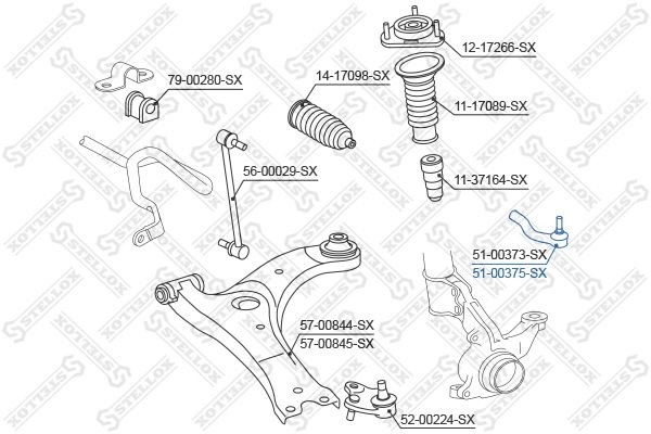 наконечник рулевой правый!\ Toyota Avensis 1.6-2.0/2.0-2.2D-4D 09> 51-00375-SX STELLOX