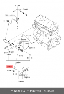 ПРОКЛАДКА ТРУБКИ ТОПЛИВНОЙ СИСТЕМЫ 3149027000 HYUNDAI KIA