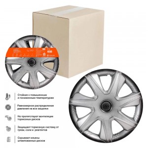 Колпаки колесные 16 Джой +, серебристо-черный, карбон, компл. 2 шт. (AWCC-16-37) AWCC-16-37 AIRLINE