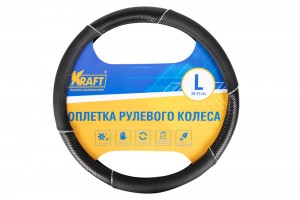 Оплетка руля (L) 39-41см черная экокожа KRAFT KT800319 KRAFT