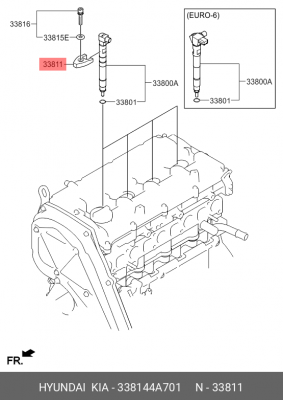 Скоба HYUNDAI HD35 (17-) (D4CB),Starex H-1 (10-) (2.5-A2) форсунки OE 338144A701 HYUNDAI KIA
