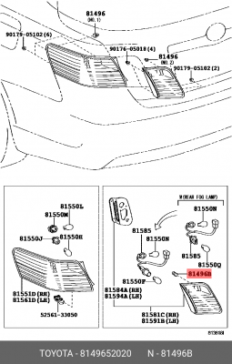 TOYOTA YARIS (05>)/ HIGHLANDER II (07>) 81496-52020 TOYOTA