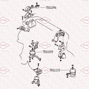 Опора двигателя левая TOYOTA Camry/Harrier/Highlander/Alphard/Estima/Previa 00-L TEG1133 TATSUMI