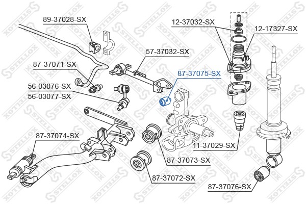 сайлентблок зад. рычага верхн. наружн.!\ Honda Civic EU/EP/ES 01>, Great Wall F7 87-37075-SX STELLOX